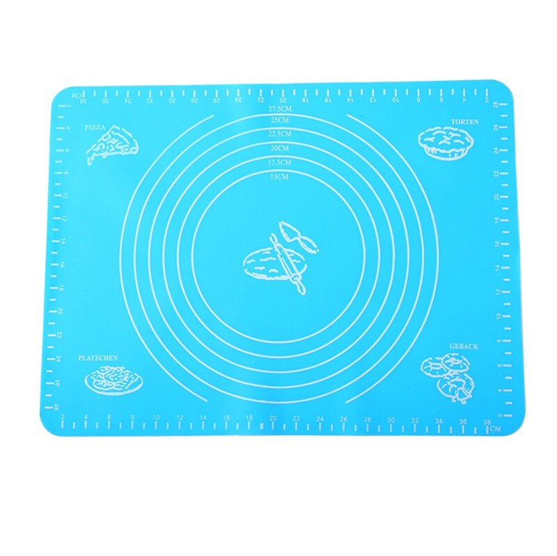 50 x 40cm skala silikonemåtte køkken ælteunderlag bagemåtte kogeplade bord grillpude værktøj ikke giftig uskadelig: Blå