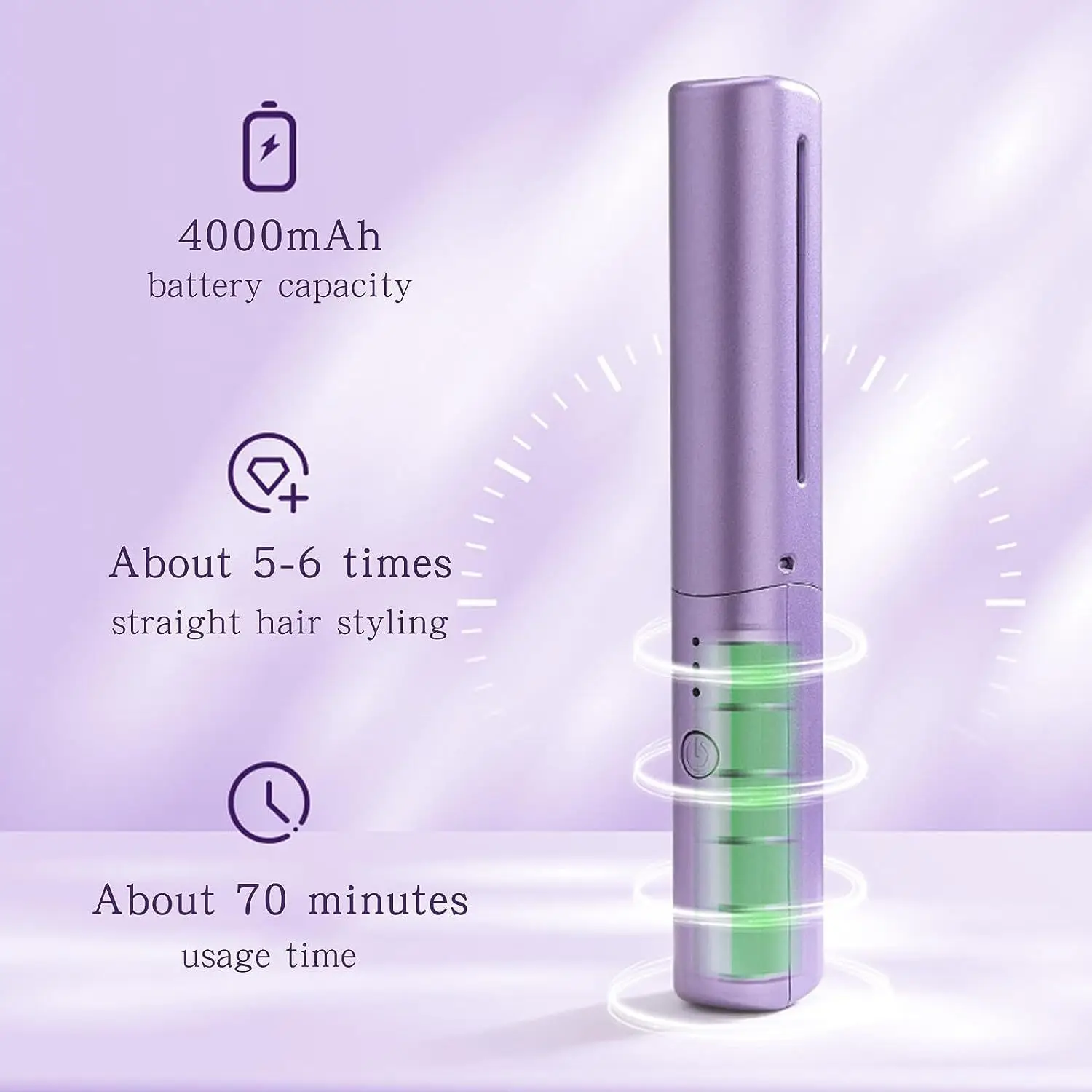 Pente quente de cabelo sem fio portátil mini usb recarregável alisador de cabelo aquecimento rápido alisamento de cabelo ferramenta estilo
