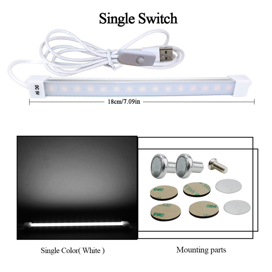 Bureaulamp Dimbare USB Led Bar Nachtlampje Led Tafellamp DC 5V Dagelijkse Verlichting Nachtlampje Dimbare 3 kleuren Wit Warm Wit: 18cm White