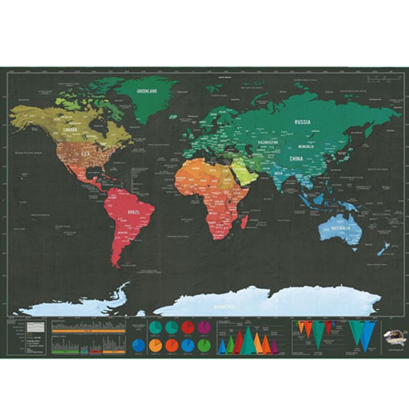 1Pc Deluxe Wissen World Travel Map Scratch Off Wereldkaart Muurstickers Reizen Scratch Voor Kaart Kamer Home Office decoratie