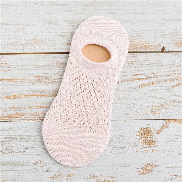 Women Cotton Boat Socks Invisible Liner Elastic Breathable Female Low Cut Hollow Out Ankle Cute Short Socks: 4