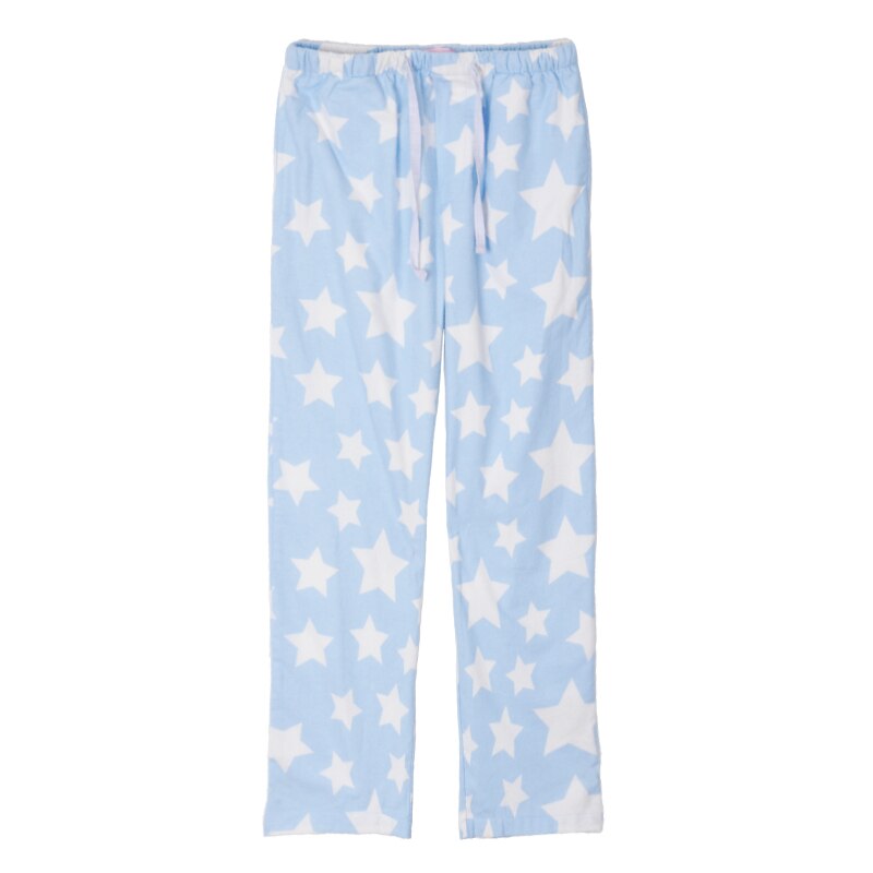 Women Winter Cotton Flannel Home Pants Female Corgi Pug Printed Sleep Bottoms Lounge Wear Loose Pajama Pants For Women: Stars / L