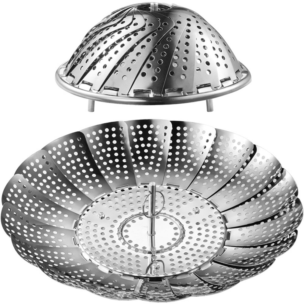 Vaporera plegable de acero inoxidable para verduras, frutas, alimentos, cesta, rejilla de vapor, utensilios de cocina para cocinar al vapor