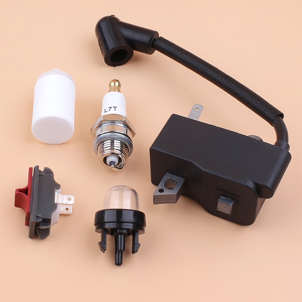 Tändspole på/av strömbrytare tändstift primer bulb kit passar för husqvarna 235r 232r 232l 240rj penselklippare 537038501