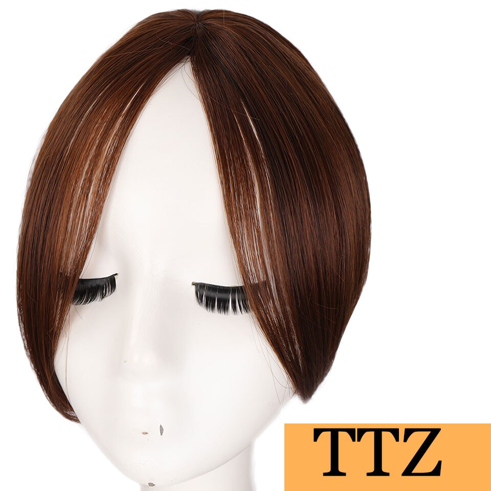 clip in fringe bangs hair wig pieces synthetic fiber natural hair color black brown hair extension front neat headwear MUMUPI: light brown