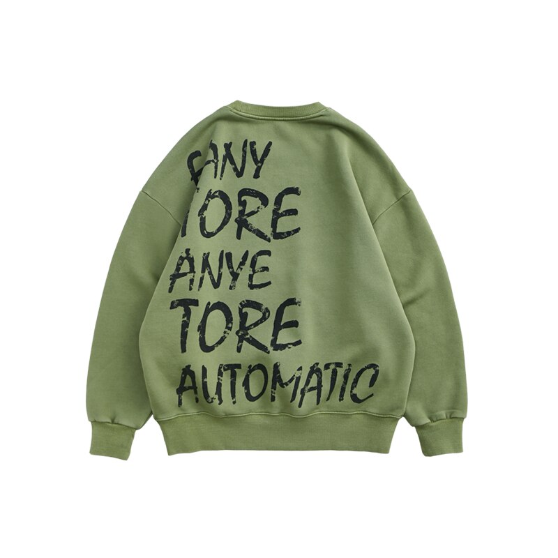 Inflation dreng sweatshirt streetwear grøn sweatshirt herre fleece farve blokbogstaver hip hop oversize sweatshirt mand 1406w: Grøn / M