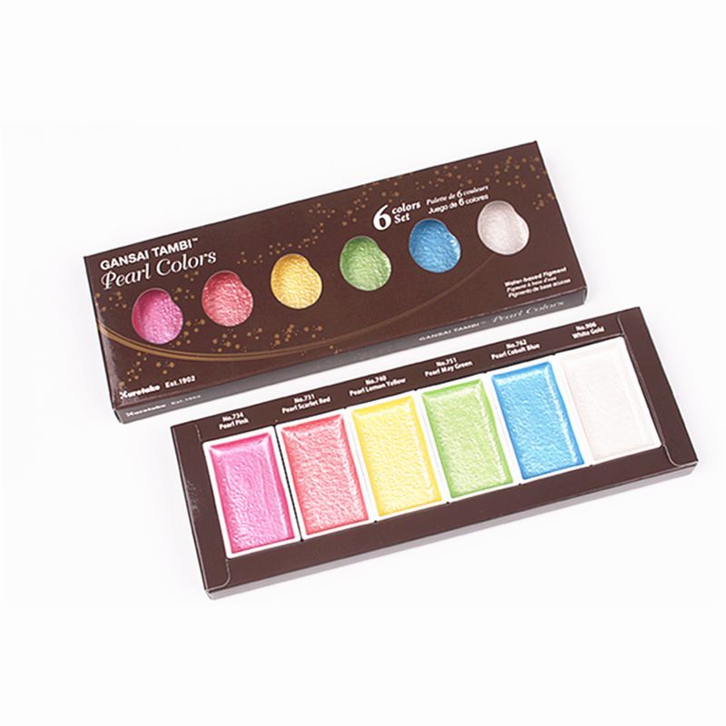 Kuretake GANSAI TAMBI Starry/Pearl/Gem Colors Solid Paints Metallic Gold Watercolor Pigment For Drawing Art Supplies: B