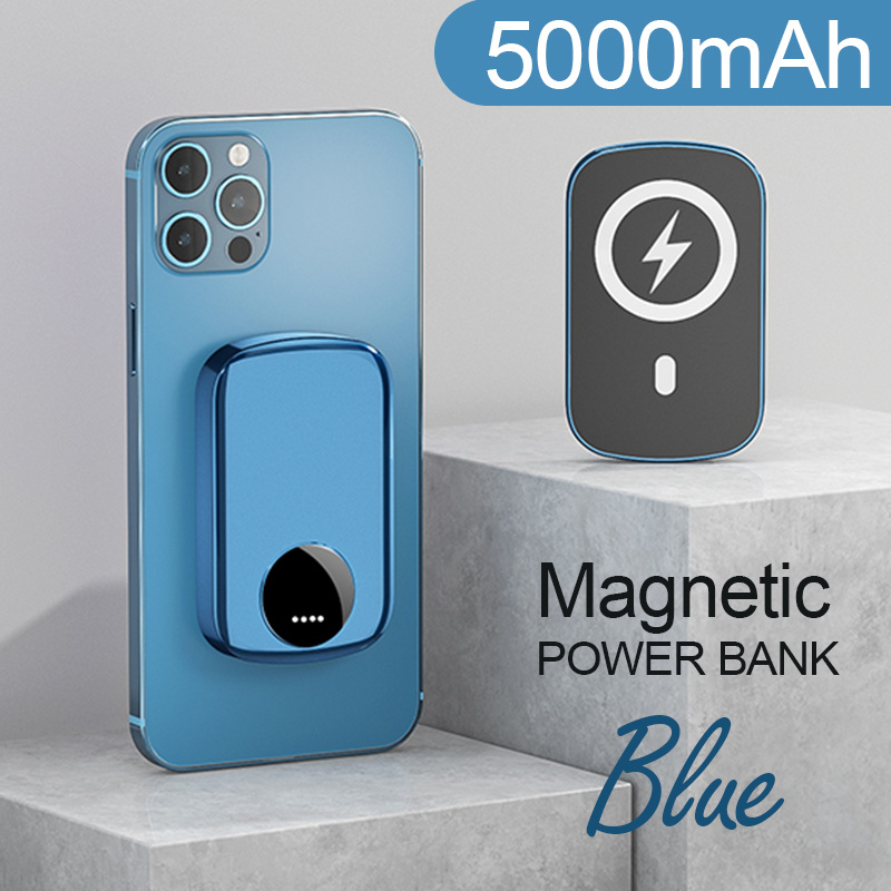Xiaomi – batterie externe Portable, 10000mah, pour iphone 12 13, chargeur sans fil,: Blue-5000mAh