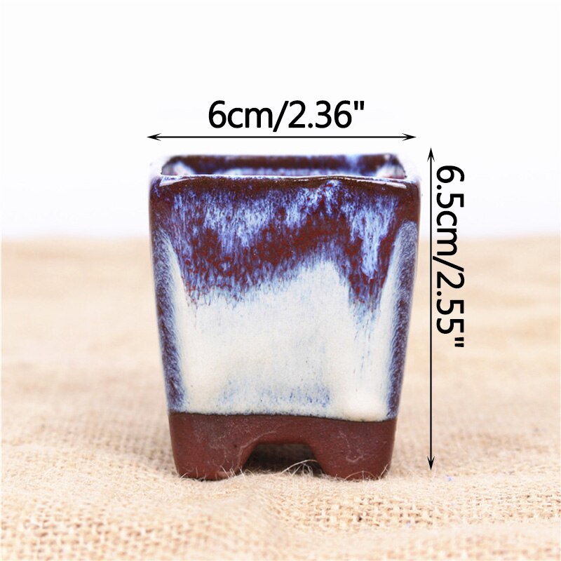 Ceramic Succulent Flower Pot Polygonal Purple Clay Pot Simple Home Garden Bonsai Pot Thumb Basin: E