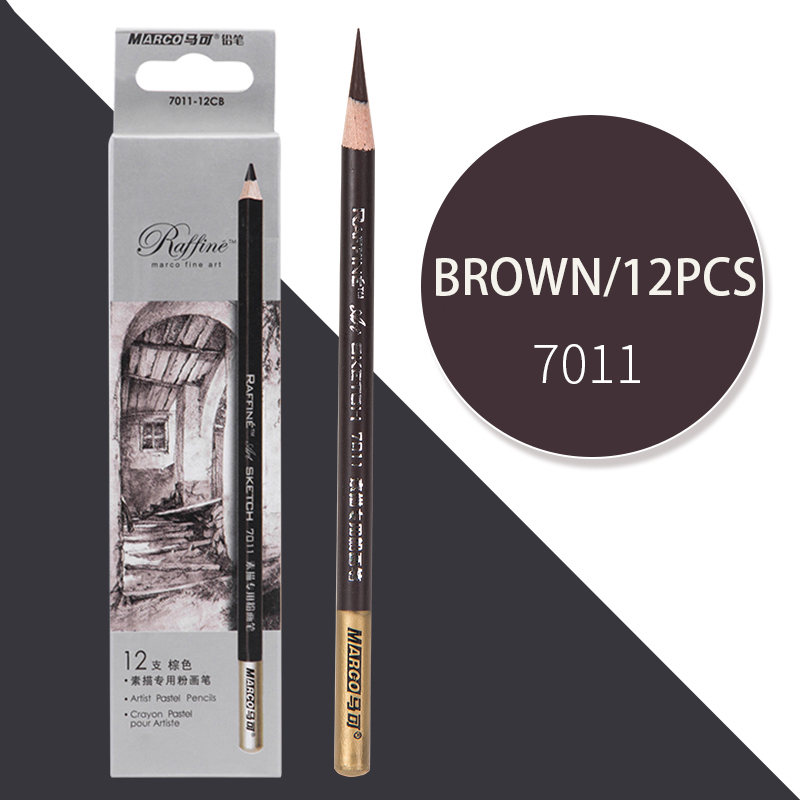 MARCO sketch charcoal art students special soft and medium hard charcoal pencil sketch beginner painting pencil set: 7012 Brown
