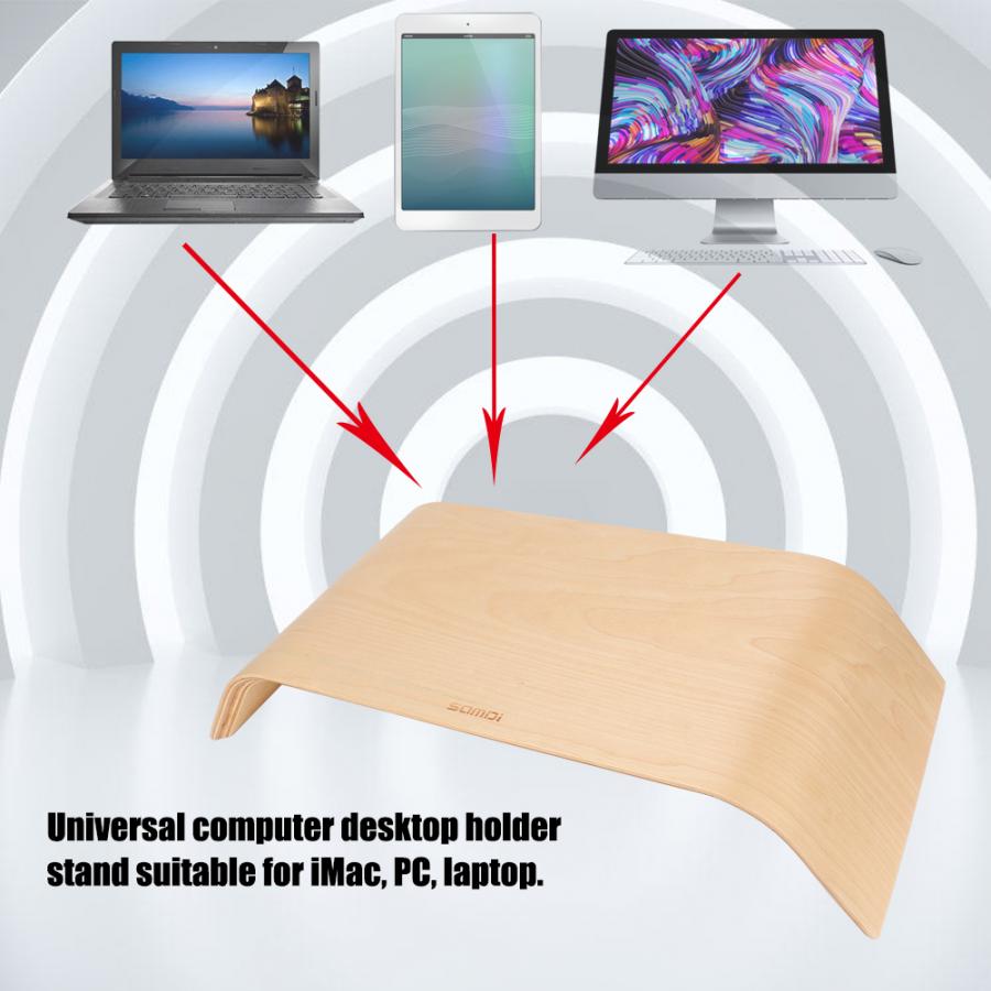 Multi-function Wooden Computer Monitor Stand Universal Bracket for iMac PC Notebook monitor stand: Birch