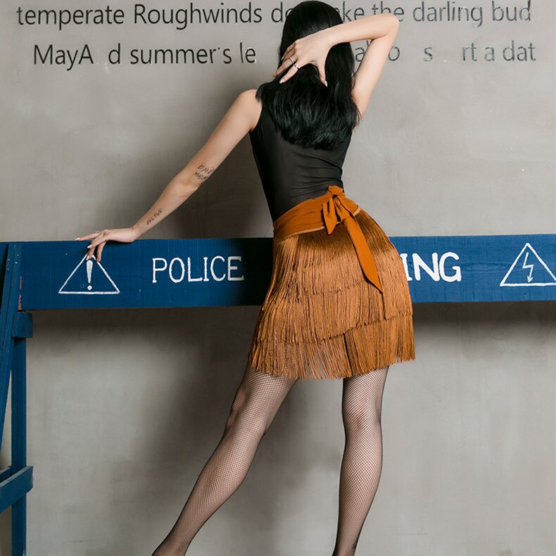 Falda Triangular con flecos y estampado de leopardo para mujer adulta, falda de baile latino con borlas para la cadera, Ropa de baile