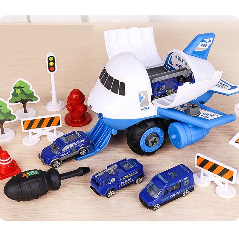 Simulation Children's Assemble Airplane Toy with Mini Truck Car