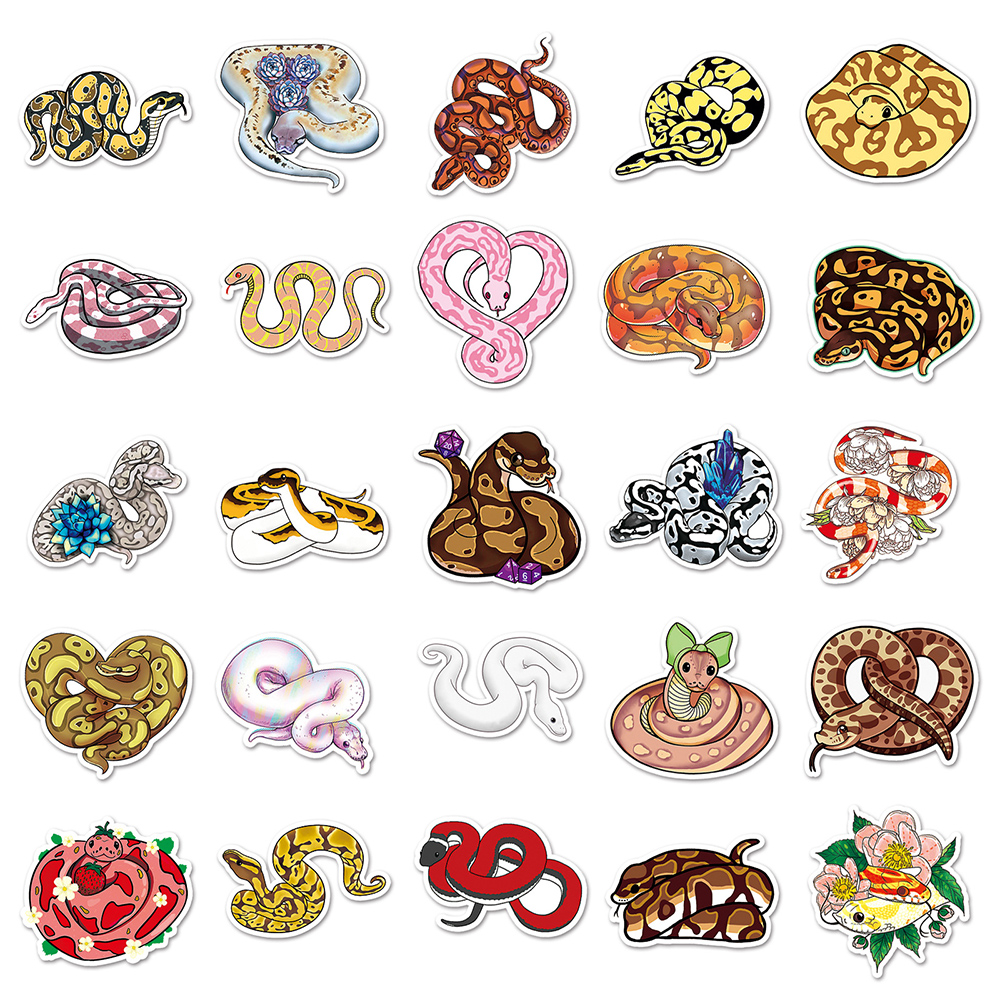 Autocollants waterproof motif serpent drôle pour enfant, stickers de dessin animé, mignon, graffiti, pour bagages, ordinateur portable, skateboard, vélo, jouets, 10/30/50 pièces
