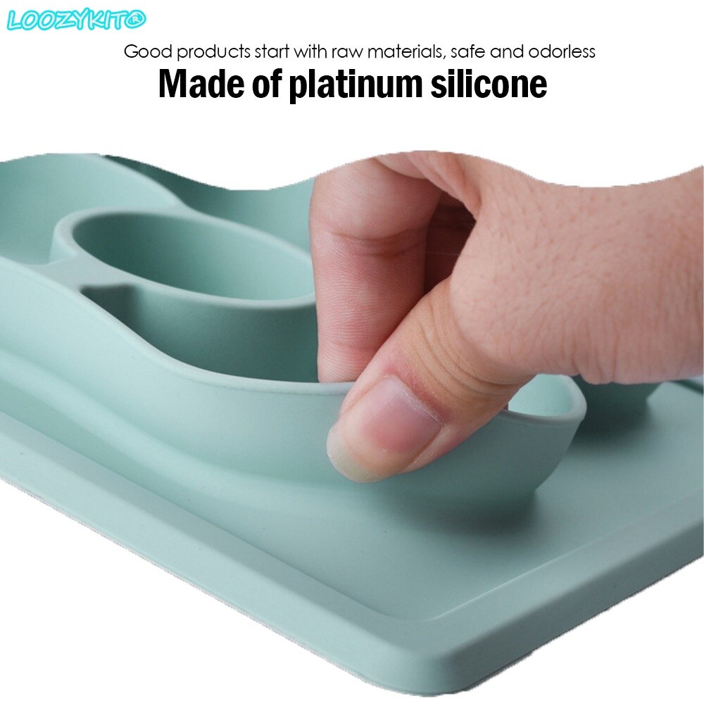 Silicon Cartoon Plate Infants Supplementary Food Box Baby Learning Plate BPA Free