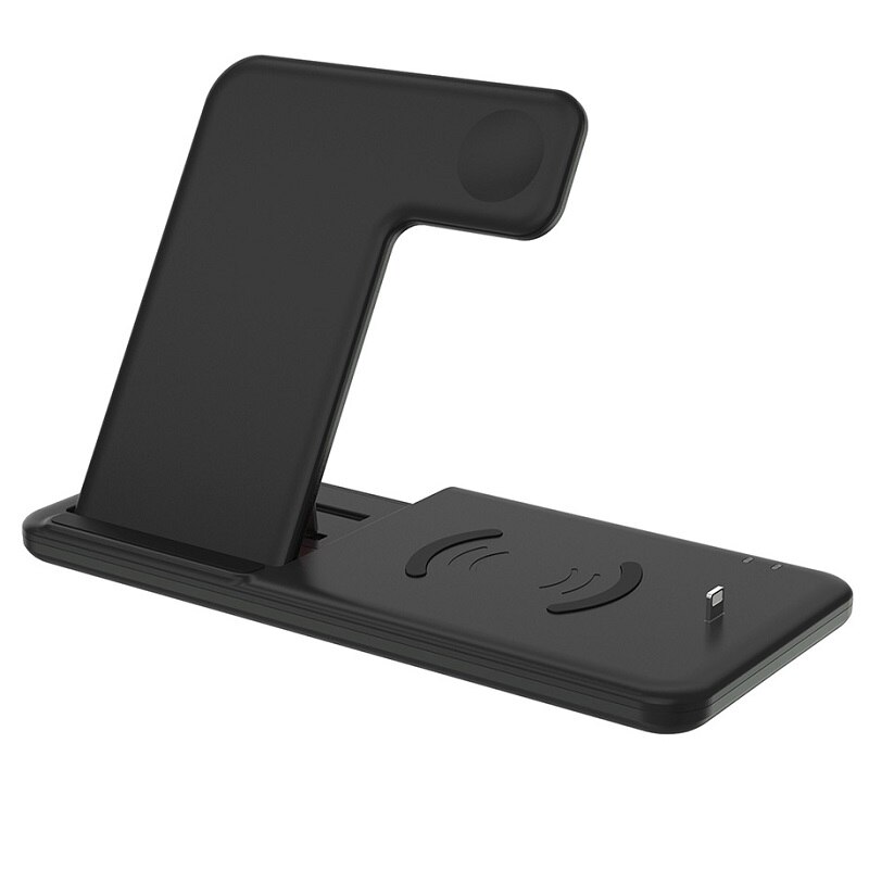 15W Qi Wireless Charger Dock Station For iPhone 12 11 XS XR X 8 Apple Watch 6 5 4 3 2 Airpods Pro 4 in 1 Fast Charging Pad Stand: 4 IN 1 Black