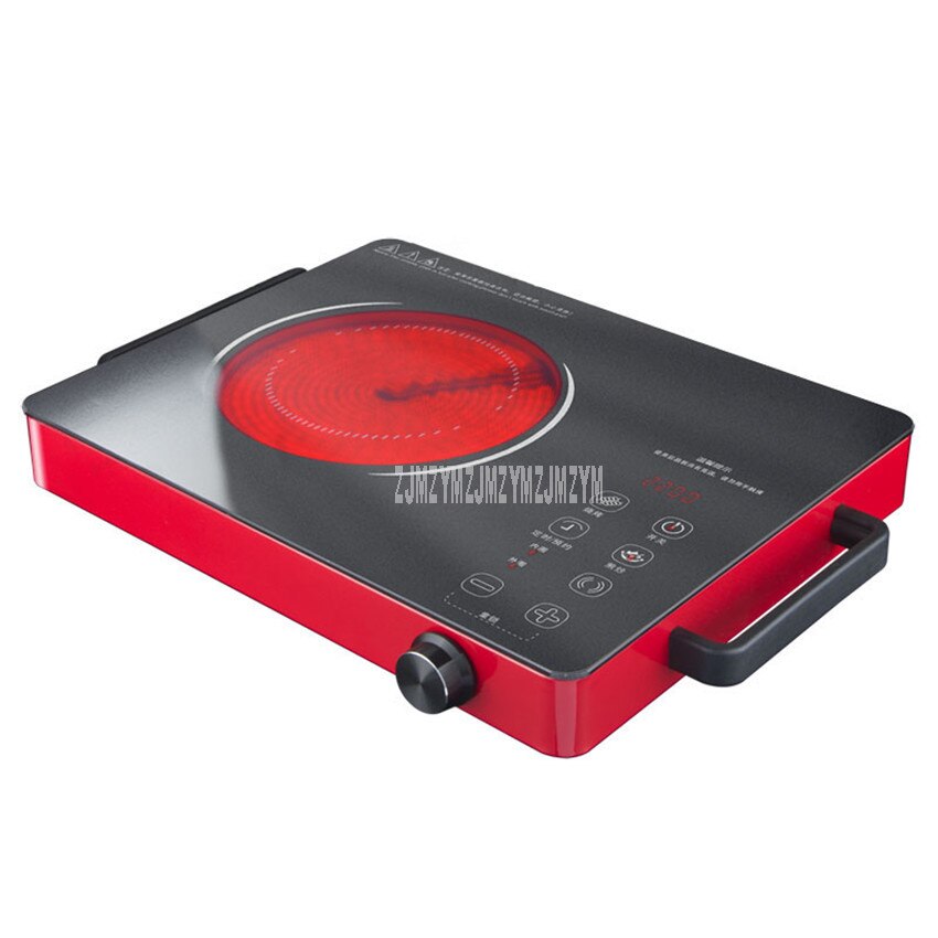2200W Touch Control Waterproof Mini Electric Ceramic Stove Induction Cooker Microcrystalline Panel No Radiation Cooktop 220V: Red