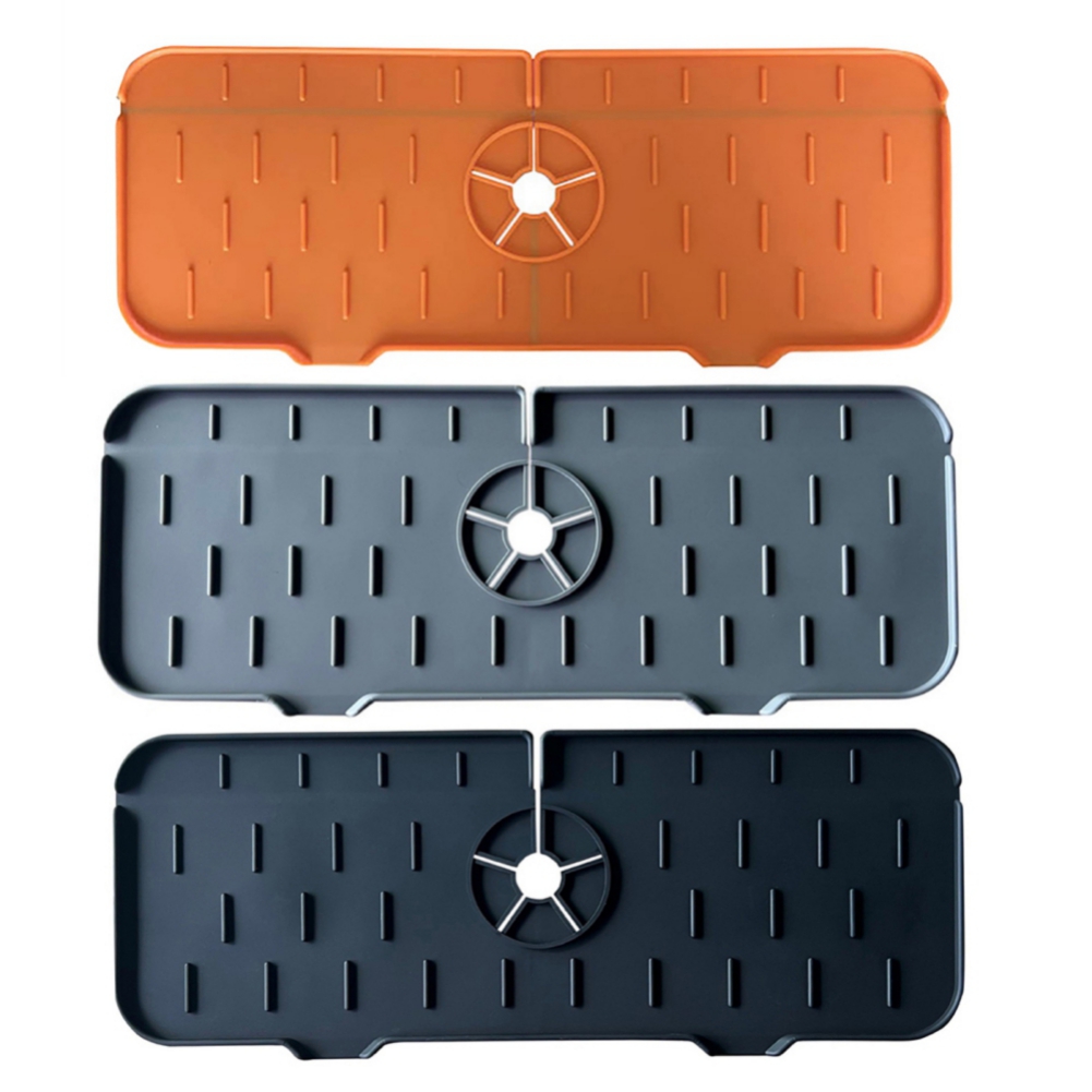 Silicone Faucet Splash Catcher Faucet Absorbent Mat Draining Pad Behind Faucet Sink Water Splash Guard for Kitchen Bathroom