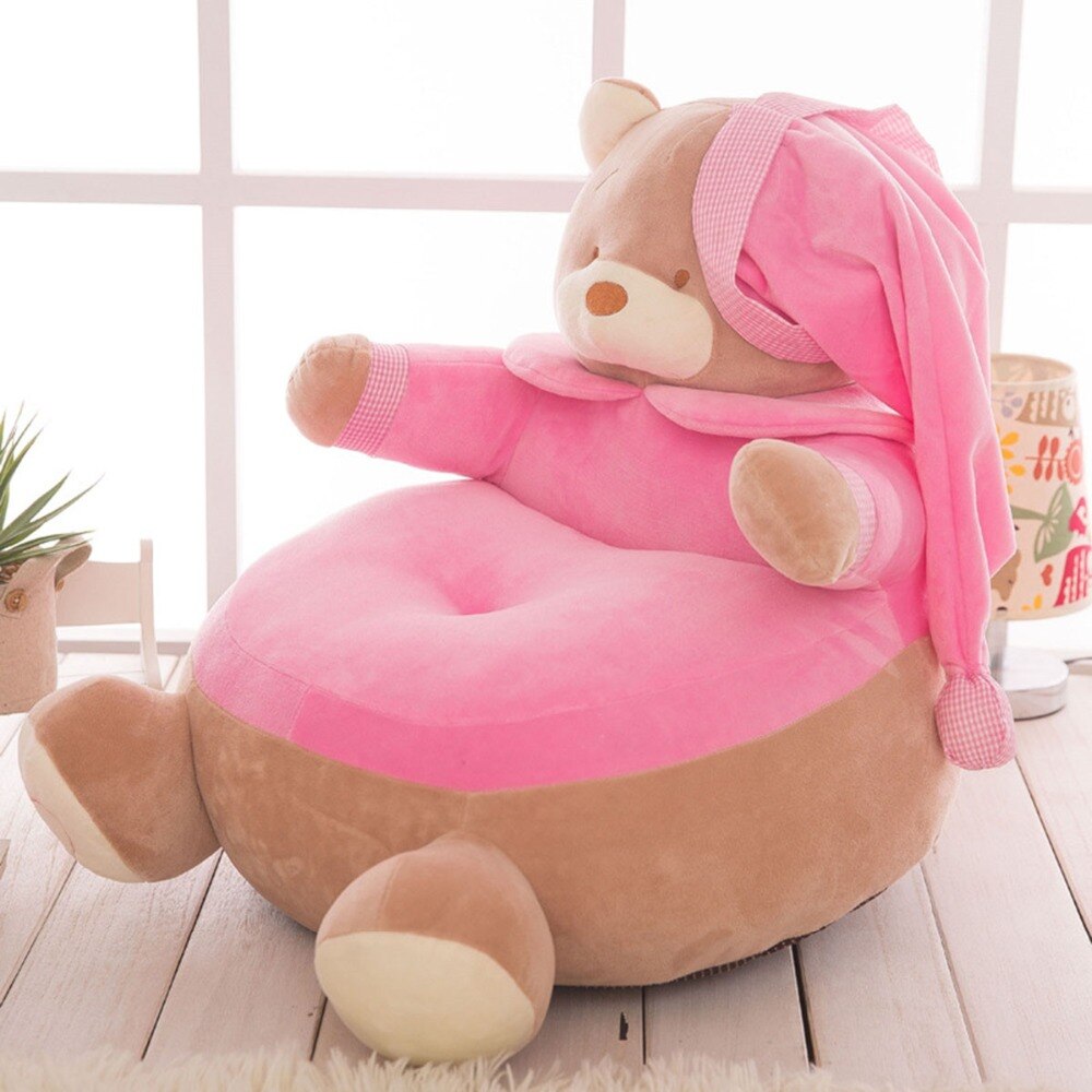 Baby Kids Cute Cartoon Bear Bean Bag Sofa Chair Slipcover No Filler Boy Girl Children Soft Velvet Puff Floor Seat Sofa Washable