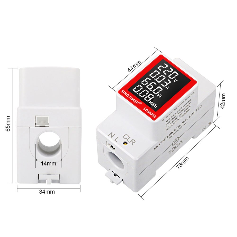 LCD Digital Display Wattmeter 50V-300V kWh Meter Power Energy Voltmeter Ammeter Reset Power Consumption Wattmeter Monitor Meter