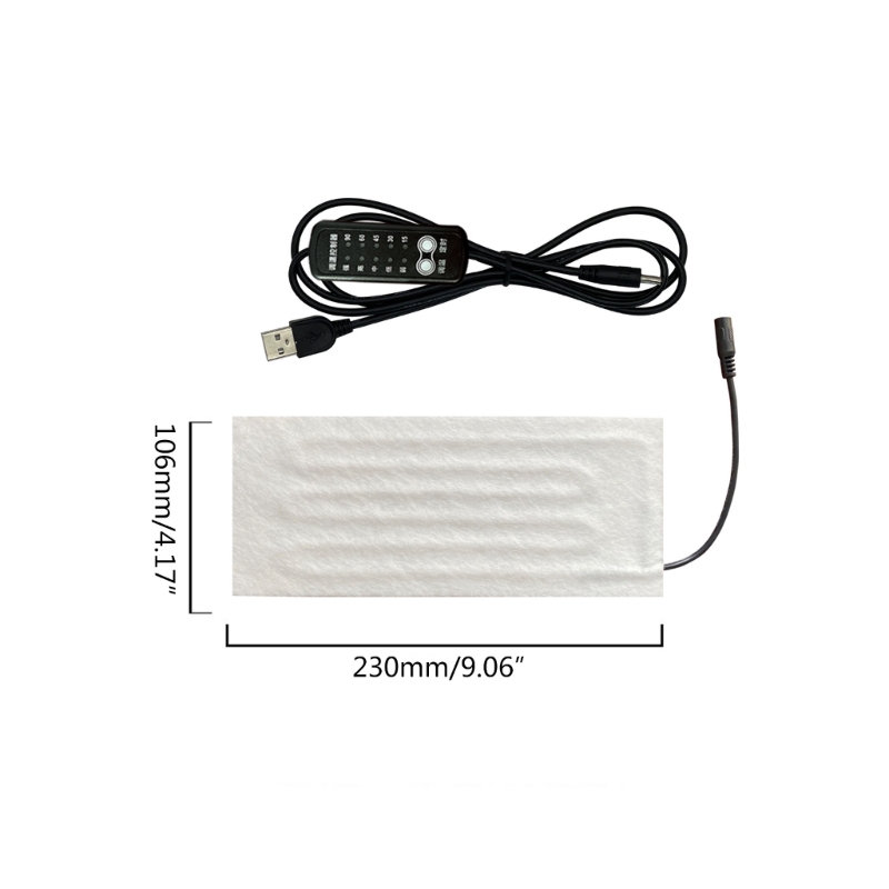 Almohadilla calefactora USB, estera calefactora de alambre, elemento calefactor eléctrico de 5V, almohadilla calefactora de película para calentar los pies, chaleco calefactor, abrigo