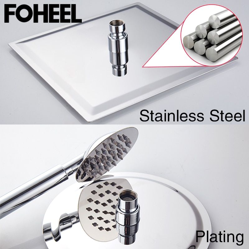 16/12/10/8/6 Inch Square Polished Chrome Stainless Steel Shower Heads Bathroom Rainfall Bath Accessories Stable Holder