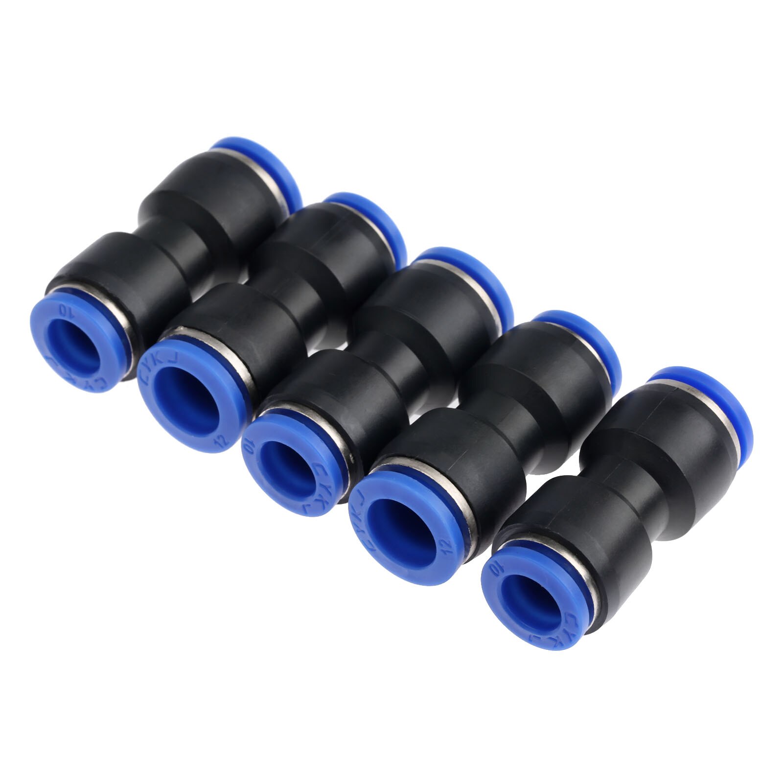 5 Pcs Plastic Pneumatische Fittings Push In Straight Reducer Connectors Voor Lucht Vacuüm Waterslang Plastic Pneumatische Onderdelen: 12mm to 10mm