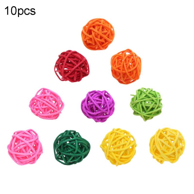 Pipifren 10/20 pces rattan papagaio bolas pássaro brinquedos lã bola pet gato mordida interativa resistente mastigar brinquedos para budgie gaiola jogando