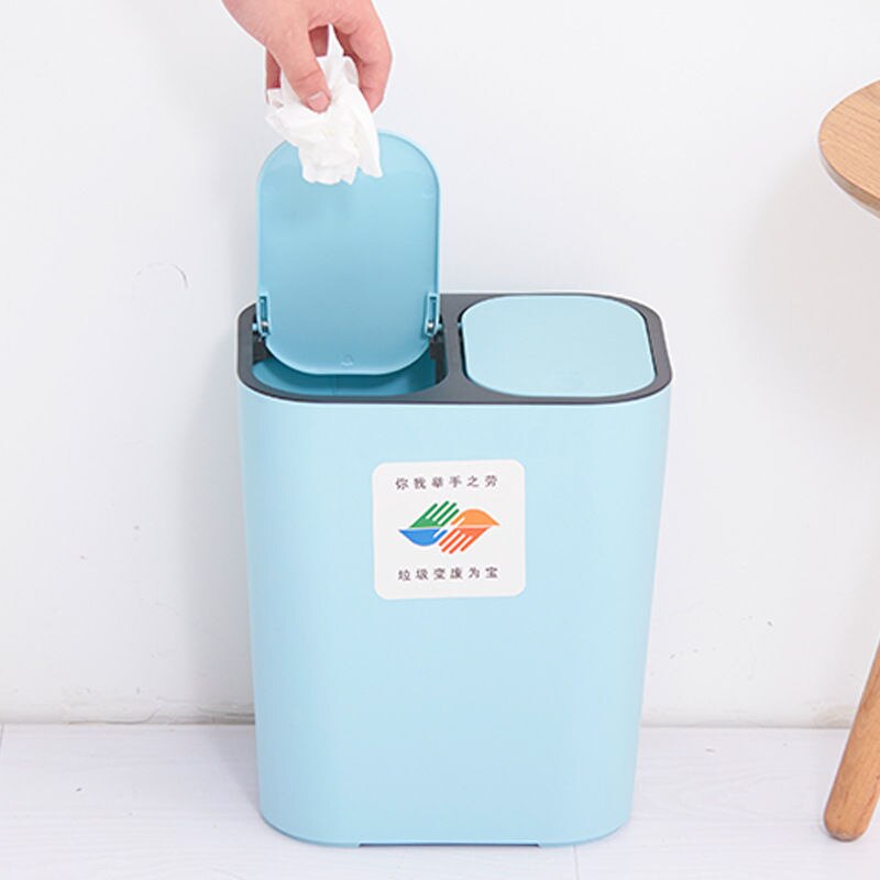 Large Capacity Waste Bins Double Cover Multifunction Classified Garbage Storage Can Pressing Covered Household Toilet Dustbins