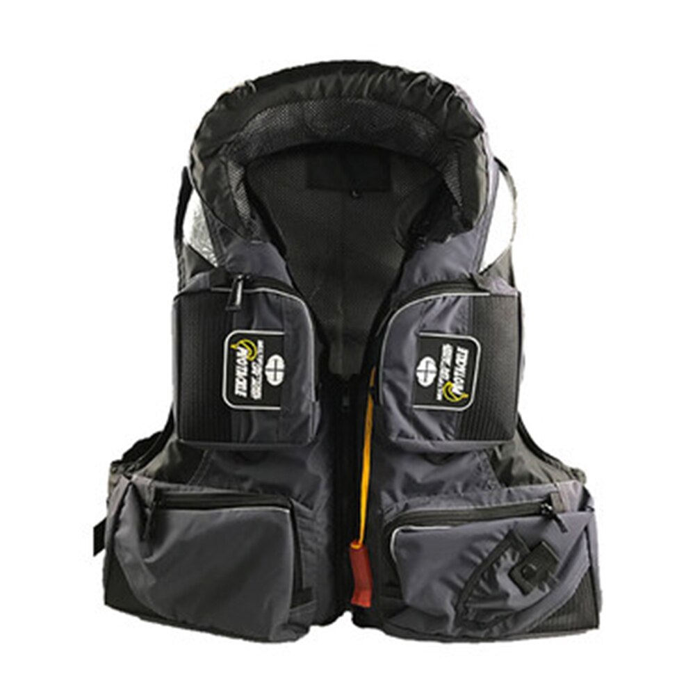 M-XXL colete salva-vidas profissional colete de pesca poliéster adulto segurança colete salva-vidas sobrevivência natação barco à deriva: Black / XL(75-85KG)