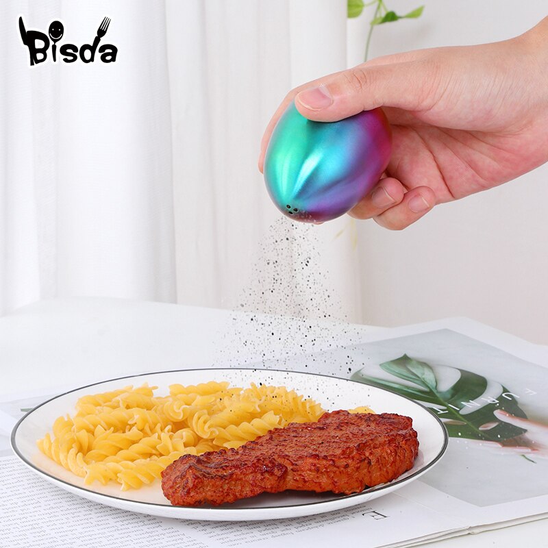 Botes de acero inoxidable para especias y sal, contenedor de especias en forma de huevo, botella de temporada de condimentos, utensilios de cocina