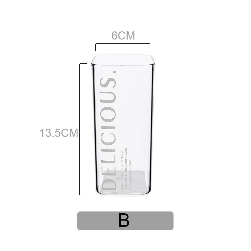 Copo de café da manhã das crianças copo de leite cristal quadrado resistente a alta temperatura transparente simples copo de vidro do agregado familiar bebidas ferramenta: B