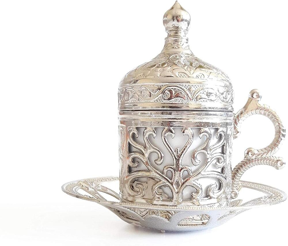 Turkish Coffee Cup Copper Handmade Authentic Coffee Espresso 1 Service, Cups Saucers Delight Candy Made in Turkey