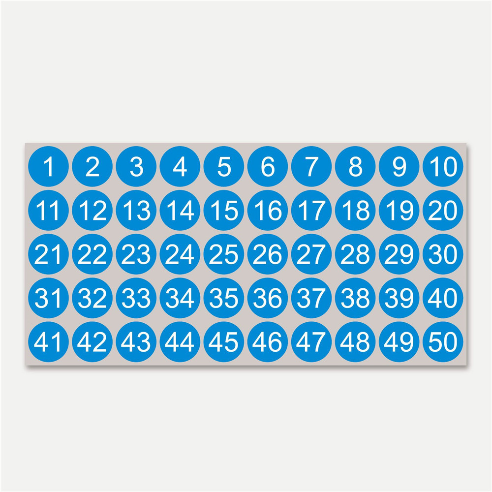 Etiketten Nummerstickers 1-50 Nummerstickers Opeenvolgende nummerstickers Zelfklevende sticker Waterdichte opslagclassificatie: Rot