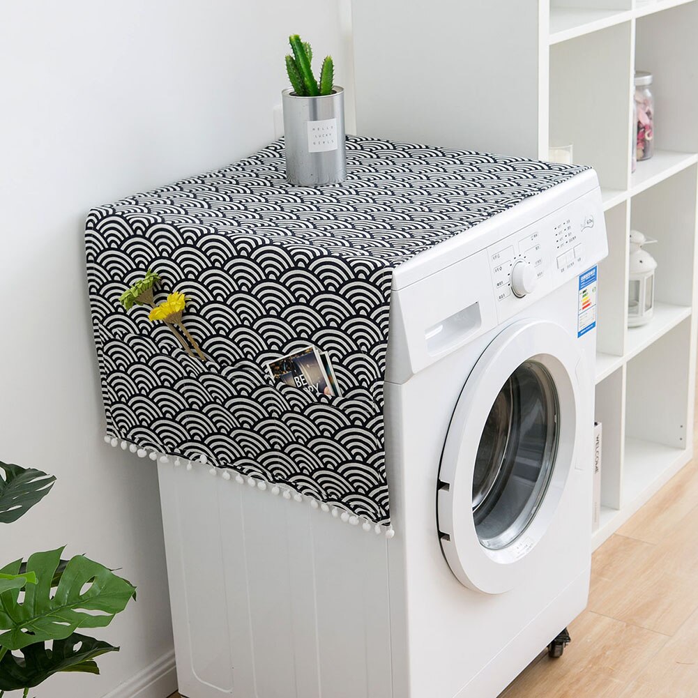 Geometriske rombestøvdæksler vaskemaskine dækker køleskabsstøvbeskytter med lomme bomuldsstøvdæksler rengøring til hjemmet: 4