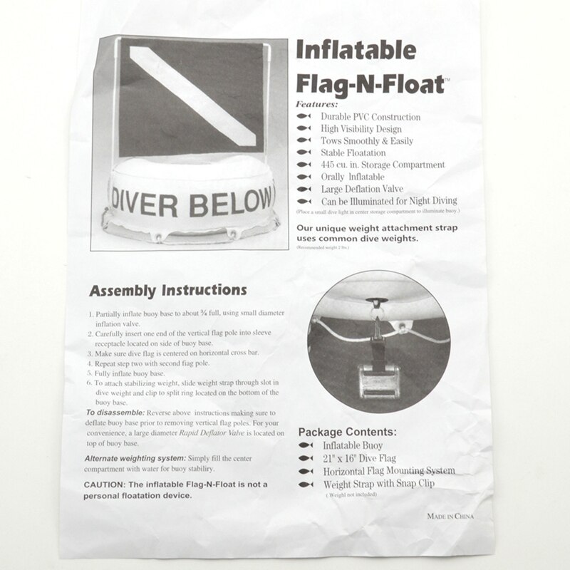 Gut sichtbare, aufblasbare tauchboje für tauch- und schnorchelübungen, sicherheitsboje für taucher