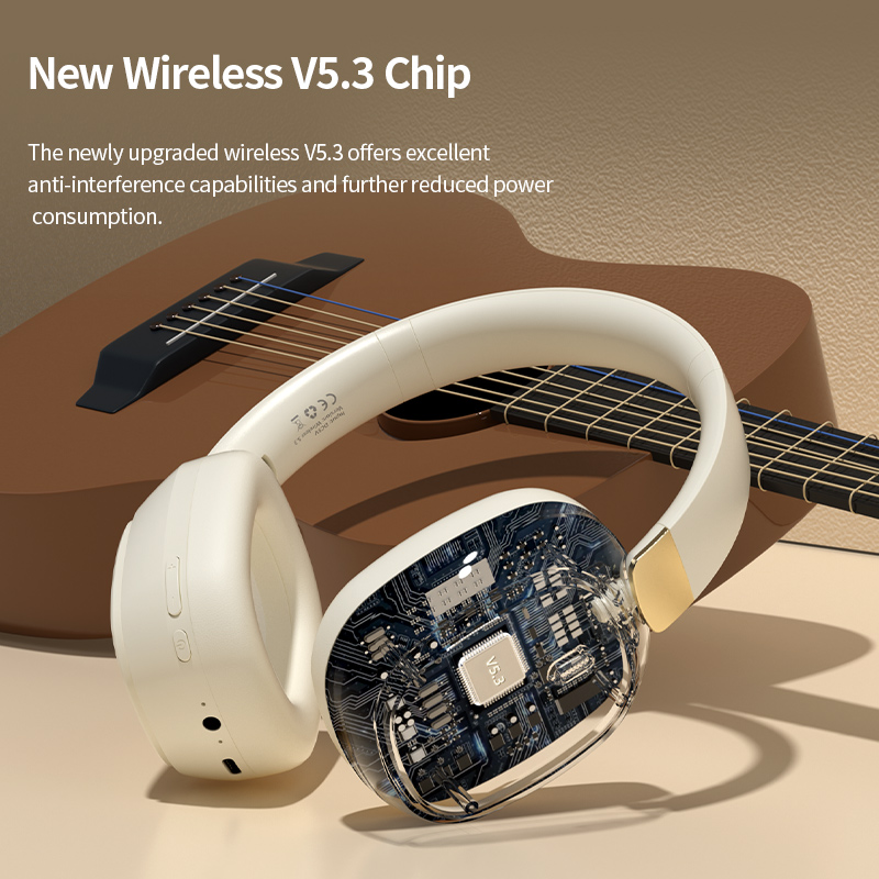 Upgrade V5.3 Chip Wireless On-Ear Headphones, with Mic, 300mAh Long Battery Life, Foldable & Portable, for Gaming, Music,