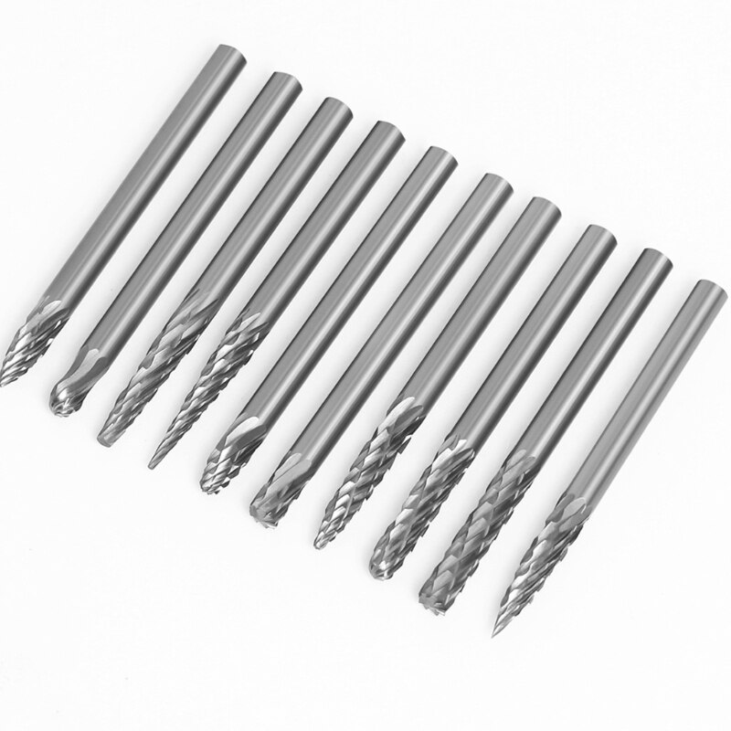 10-delige Metalen Frees Set – 3 Mm Schacht, Wolfraamstaal, Voor Slijpen, Graveren, Polijsten, Universeel