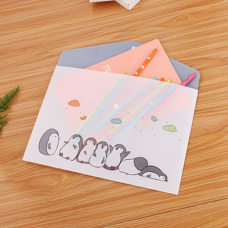 Cute Cartoon Cat Plastic Folders A4 Office File Organizer Document Hold Bags Folders Filing Paper Bag Office School Supplies