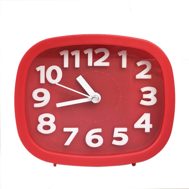Round Alarm Clock Simple Style Wake Up Table Clock Square Silent Desk Clocks Snooze Portable Travel Alarm Clock Battery Powered: square red