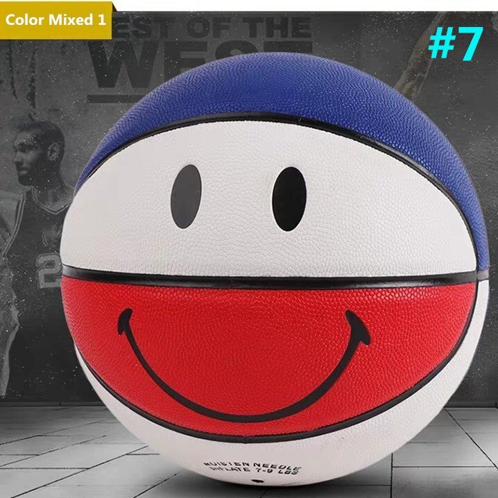 Men Youth 5#/7# Sports Basketball Smile Patterns Indoor Outdoor Training/Competition Basketballs Birthday: 3 Colors Size 7