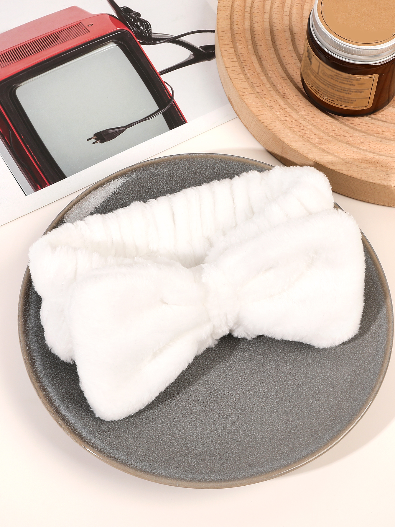 Diadema de spa para lavarse la cara, diadema de maquillaje para niñas, diadema con pajarita, diademas de microfibra para el cuidado de la piel de las mujeres para limpiar el rostro: Blanco