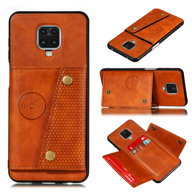 Luxury Leather Wallet Case For Xiaomi Redmi Note 9S Car Magmetic Holder Flip Card Slot Case for Remdi Note 9 Pro Max Back Cover: aluminum / Clear