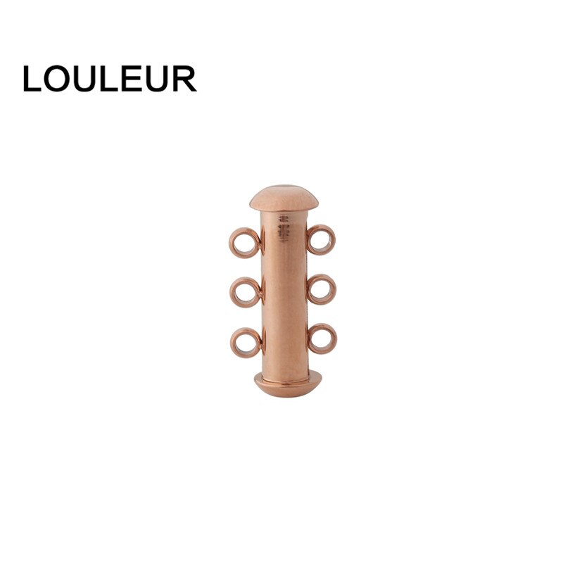 Tone stærk guld glide lås 2/3/4 rækker huller armbånd lukning halskæde magnetiske lås til multistrand smykker lås: Rose guld / 4 huller (25mm)
