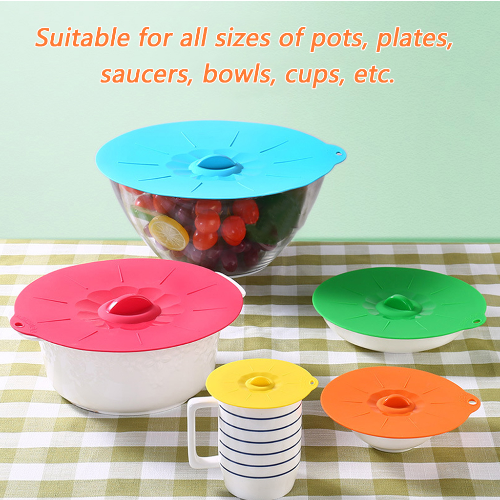 5 pçs/set Tigela De Microondas De Silicone Cover Cozinha Pot Pan Lid Capa Embrulhar Comida Silicone Utensílios de Cozinha Utensílio de Cozinha Acessórios