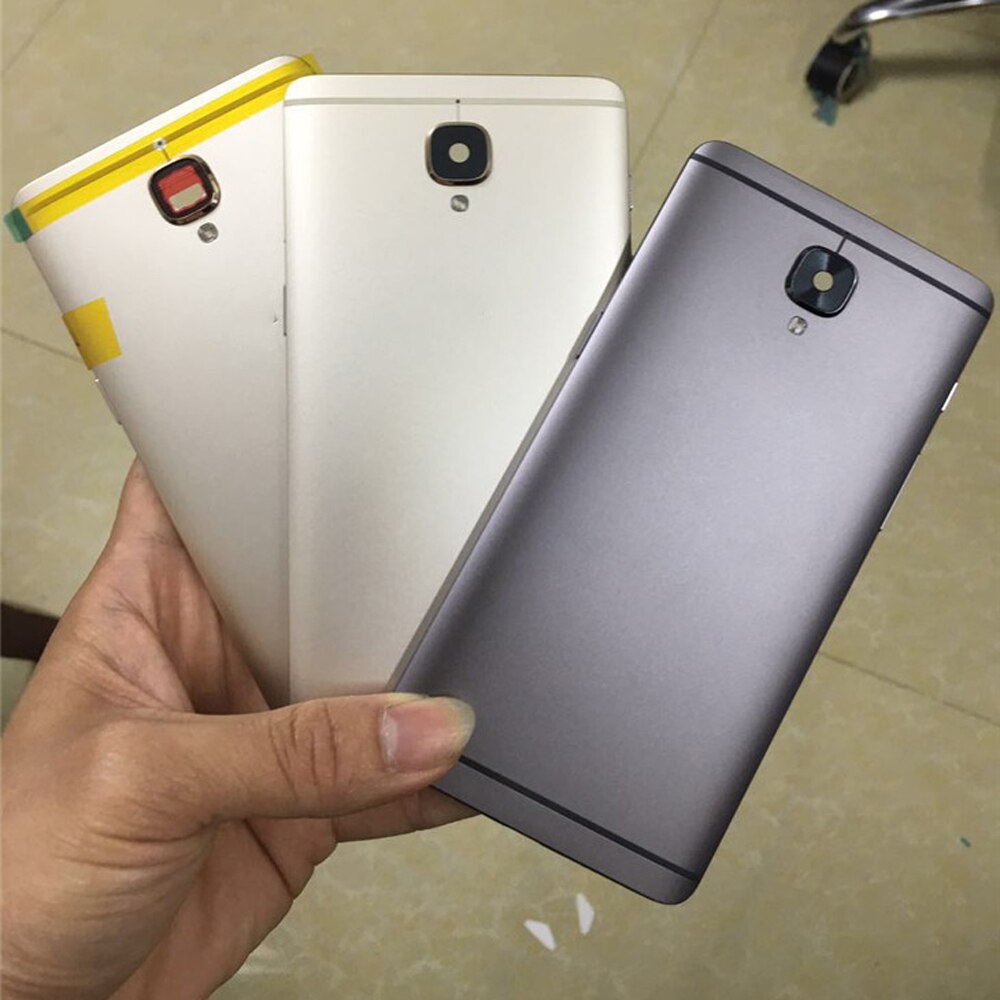 Alloggiamento Posteriore in metallo Copertura per Oneplus 3 3T Posteriore Porta Cassa di Batteria Pulsante Laterale + Obiettivo di Vetro per Oneplus 3 A3000 3T A3003 Della Copertura Posteriore
