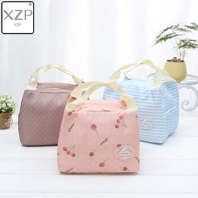 Xzp termiske madposer frisk pink kirsebærtote madposer polyester fersken skin bærbar sommerfugl termisk praktisk madpakke