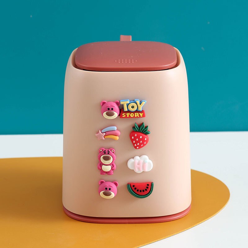 Mini Desktop Smart Table Trash Can Car Bin Bathroom Bedroom Office Kitchen Trash Can Waste Paper Basket Bucket Garbage Toilet: Strawberry