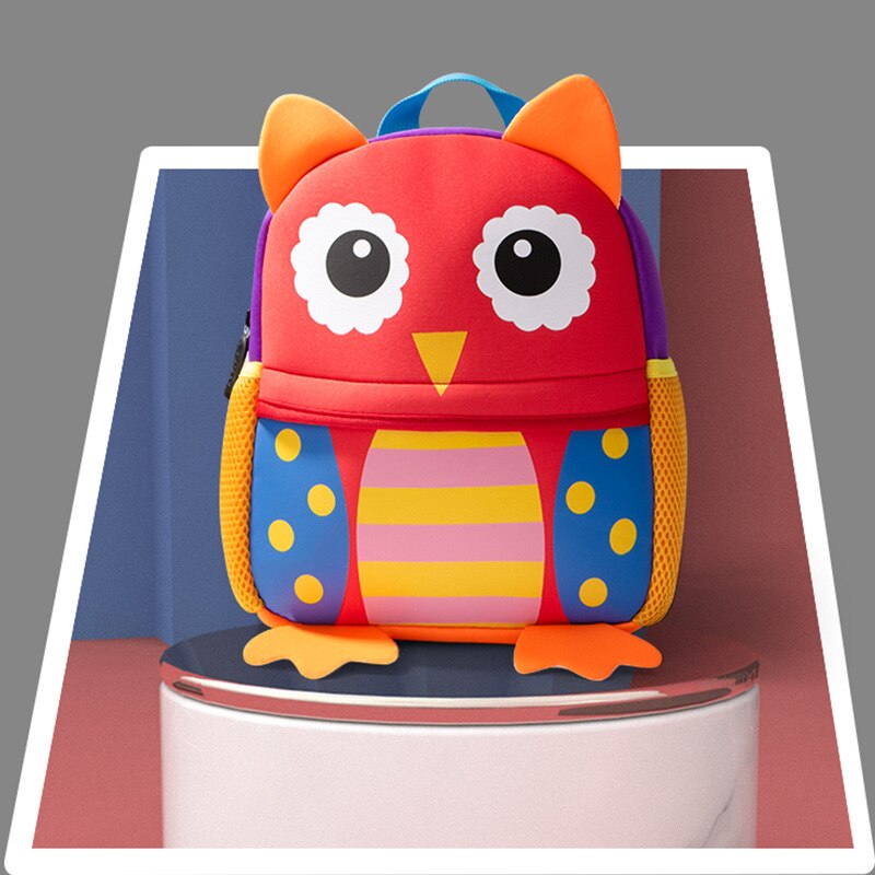 Leuke Kid Peuter Schooltassen Rugzak Kleuterschool Kinderen Meisjes Jongens Schooltas 3D Cartoon Dier Zak: Trumpet Owl