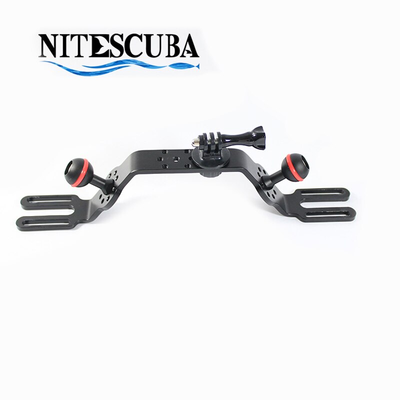 Nitescuba-soporte de Carcasa para cámara de buceo, bandeja de mango, soporte de agarre, barra transversal de elevación para fotografía subacuática Nauticam: black with adapter